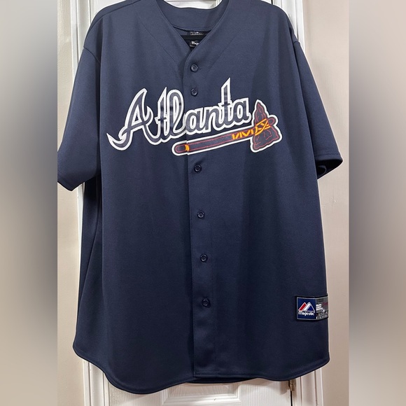 Brian McCANN Majestic Dark Blue Atlanta Jersey genuine. 2X (mix2)